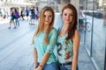 Two pretty girls. TheyÃ¢â¬â¢re best friends. Outdoor photo. Royalty Free Stock Photo